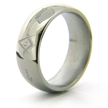 8mm Titanium Laser Engraved Masonic Ring