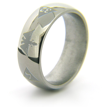 Titanium 8mm Domed Scottish Rite Eagle Ring