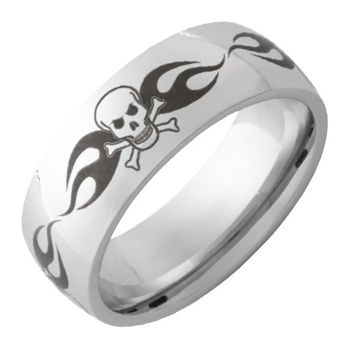 Titanium 8mm Skull Ring with Domed Center