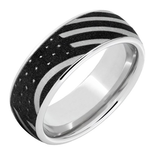 Titanium 8mm American Flag Ring with Domed Center