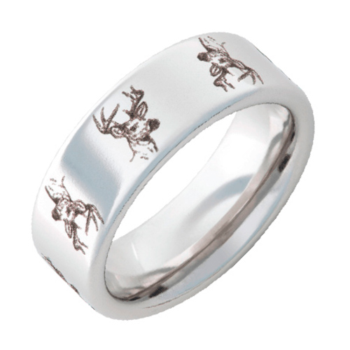 Titanium 8mm Deer Head Ring