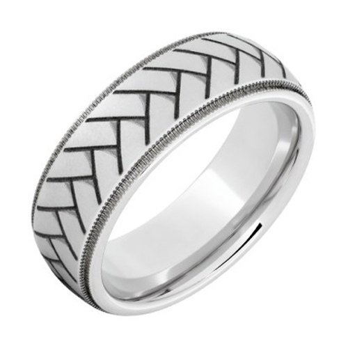 Titanium 8mm Weave Design Ring with Milgrain Edges