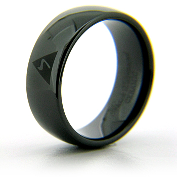 8mm Domed Black Ceramic Scottish Rite Ring