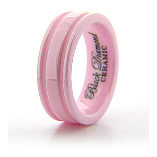 Flat Pink Ceramic Ring with Channels 7mm