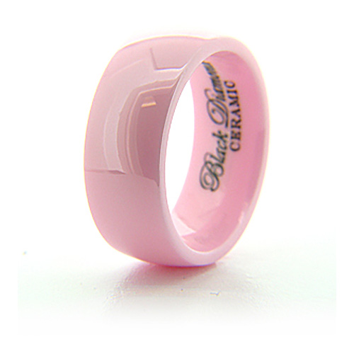 Pink Ceramic 8mm Domed Ring