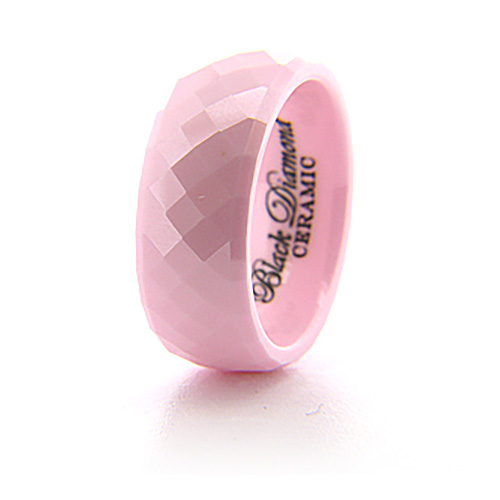 Pink Ceramic 8mm Faceted Ring