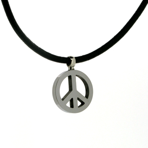 15mm Tungsten Small Peace Pendant and Cord
