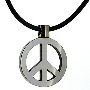 25mm Tungsten Medium Peace Pendant and Cord