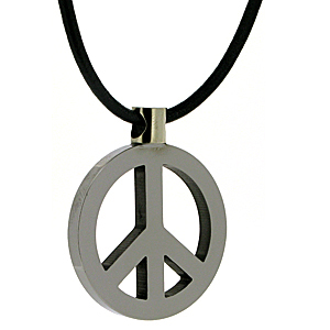 30mm Tungsten Large Peace Pendant and Cord