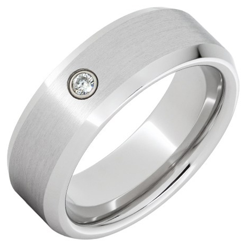 Serinium Ring with .06 ct Diamond and Satin Finish 8mm