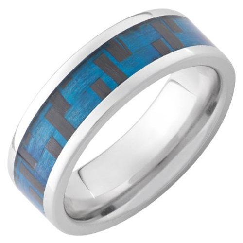 Serinium Ring with Blue Carbon Fiber Inlay 8mm