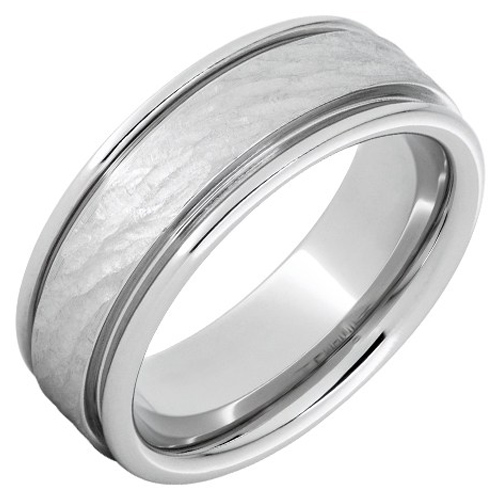 Serinium Ring with Bark Finish and Rounded Edges 8mm