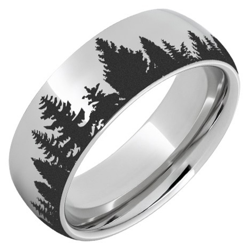 Serinium Pine Trees Ring with Domed Center 8mm