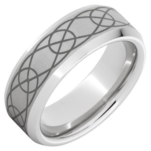 Serinium Ring with Alchemist Laser Engraving and Beveled Edges 8mm
