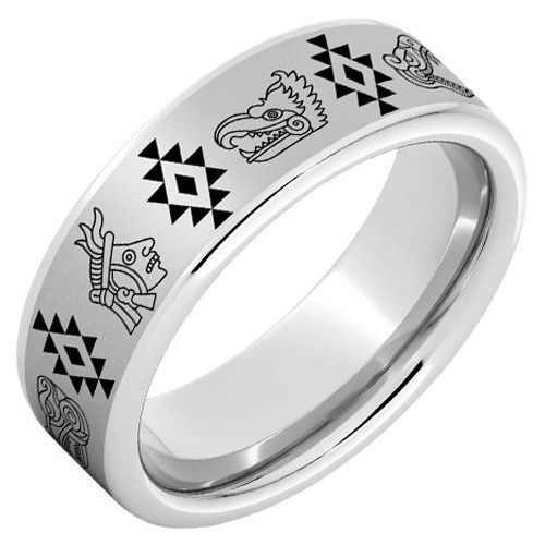 Serinium Ring with Aztec Laser Engraving 8mm