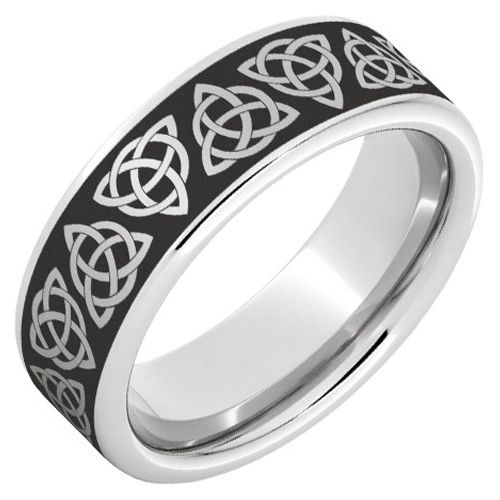 Serinium Celtic Trinity Symbol Engraved Ring 8mm