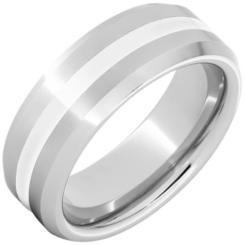 Serinium White Enamel Ring with Beveled Edges 8mm
