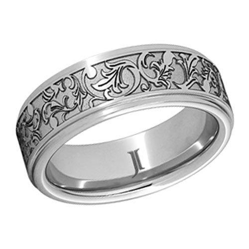 Serinium Ring with Floral Design and Rounded Edges 6mm