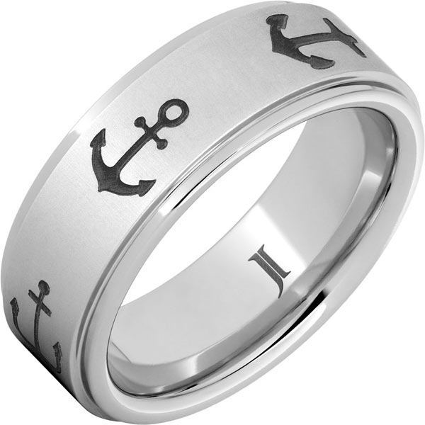 Serinium Anchors Ring with Grooved Edges 8mm