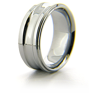 10mm Flat Grooved Edge Tungsten Ring