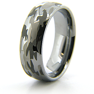8mm Domed Tungsten Ring with Camo Finish
