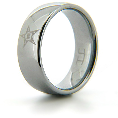 8mm Domed Tungsten Eastern Star Ring