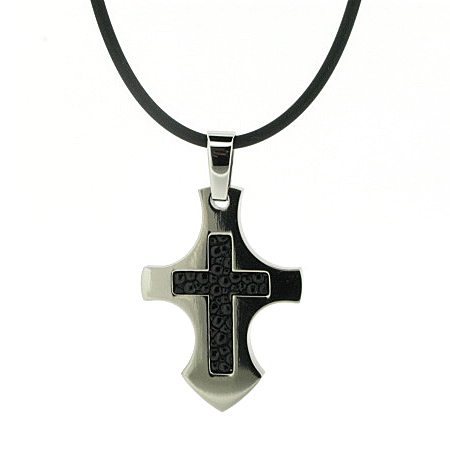 1 3/8in Titanium Cross Pendant with Stingray Inlay