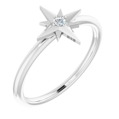 14k White Gold .03 ct tw Diamond North Star Ring
