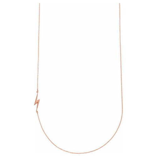 14k Rose Gold Lightning Bolt Necklace 18in