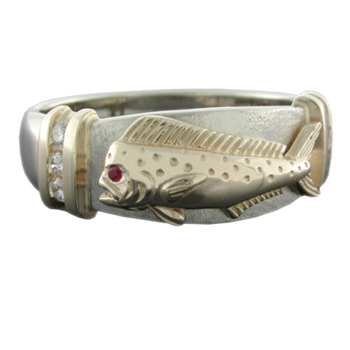 14kt Two-tone Gold Mahi Ruby Platform Ring
