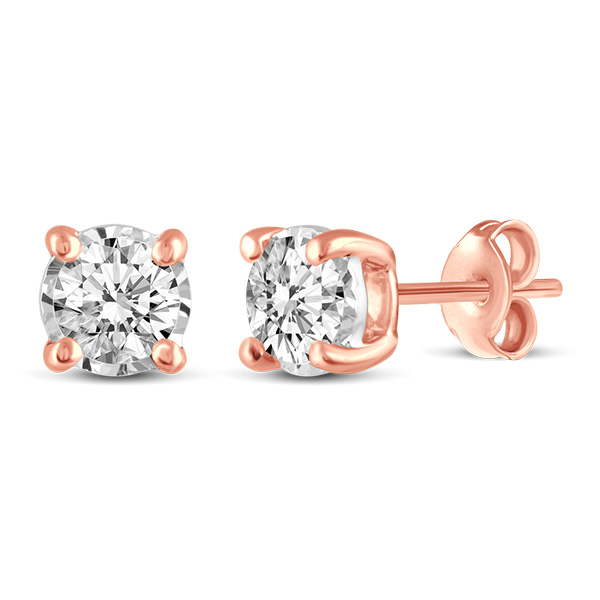 14k Rose Gold 3/4 ct tw Natural Diamond Stud Earrings KGE0667075P