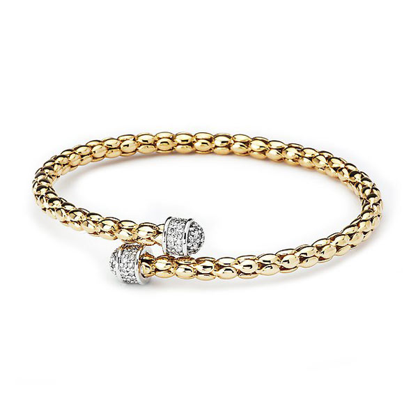 14k Yellow Gold .36 ct tw Diamond Popcorn Bangle Bracelet