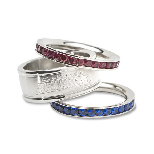 Colorado Avalanche Team Logo Crystal Stacked Ring Set