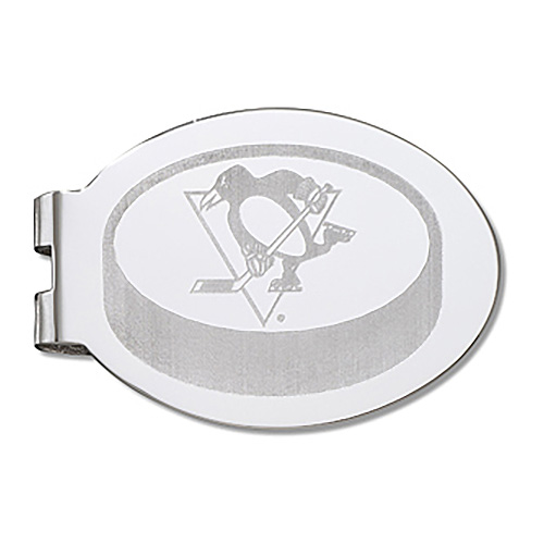 Pittsburgh Penguins Laser Engraved Money Clip Silver Plated Brass