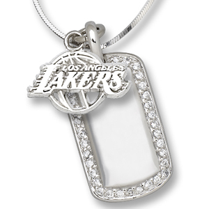 Sterling Silver Los Angeles Lakers Mini Dog Tag Necklace