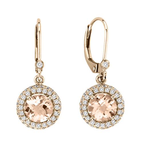 14kt Rose Gold 1.5 ct tw Morganite & Diamond Accent Dangle Earrings 