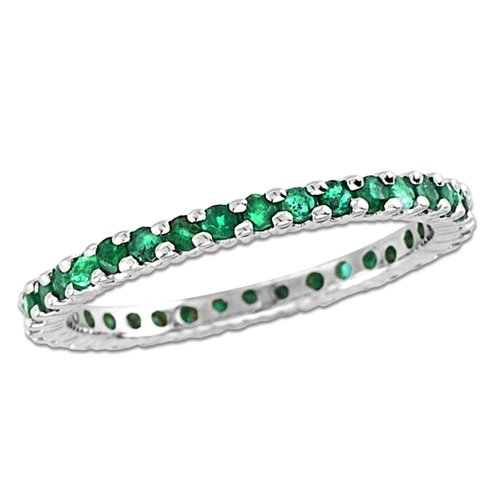 14kt White Gold .75 ct tw Emerald Eternity Wedding Band