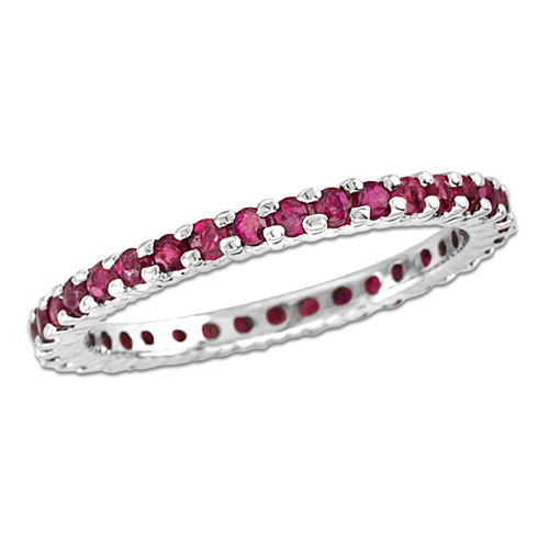 14kt White Gold 1.1 ct tw Ruby Eternity Wedding Band
