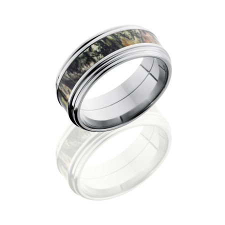 9mm Mossy Oak Titanium Camo Ring with Rounded Edges