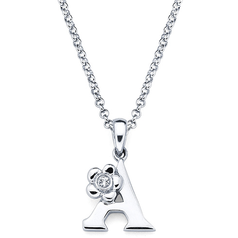 Little Diva Kid's Letter A Pendant with Diamond Accent