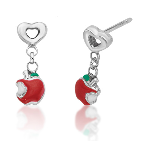 Snow White Apple Dangle Earrings - Sterling Silver