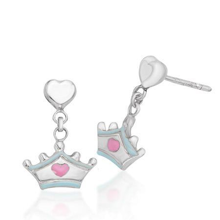 Cinderella Dangling Tiara Earrings Sterling Silver