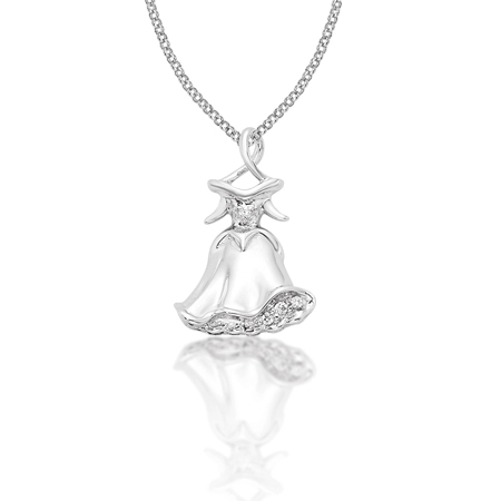 Sterling Silver Sleeping Beauty Dress on a 16in Adjustable Chain