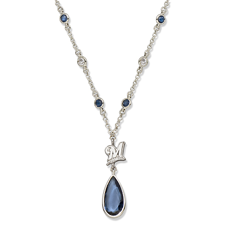 Milwaukee Brewers Logo Crystal Necklace