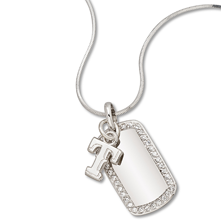 Sterling Silver Texas Rangers Mini Dog Tag Necklace
