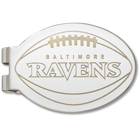 Baltimore Ravens Silver Plated Laser Engraved Money Clip
