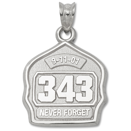 Sterling Silver 5/8in 9-11 Never Forget Badge Charm