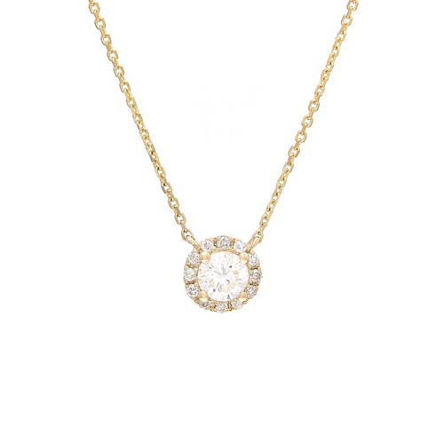 14k Yellow Gold 1/3 ct tw Diamond Halo Necklace
