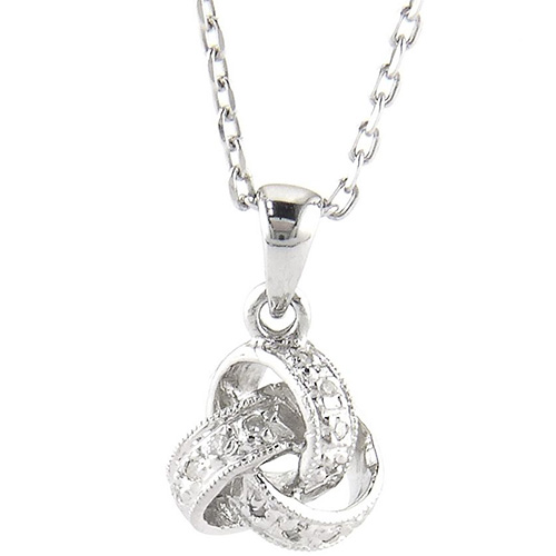Sterling Silver Pave Diamond Love Knot Necklace