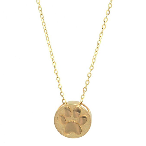 14k Yellow Gold Mini Dog Paw Print Necklace